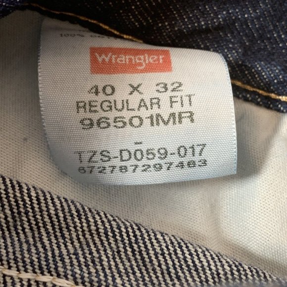 Wrangler Mens 40X32 Blue Denim Jeans 100% Cotton Regular Fit - Picture 7 of 9